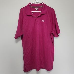 Under Armour Hot Pink Neon Pink Heat Gear Catalyst Golf Polo Mens 2XL